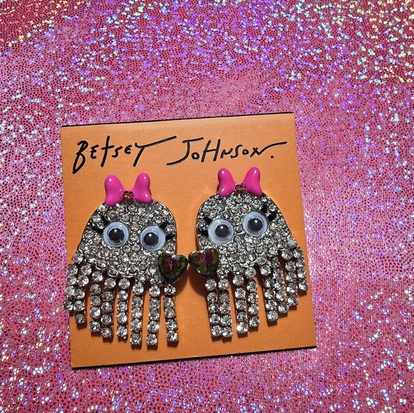Betsey Johnson Ghost Fringe drop earrings! NWT! - Picture 6 of 9